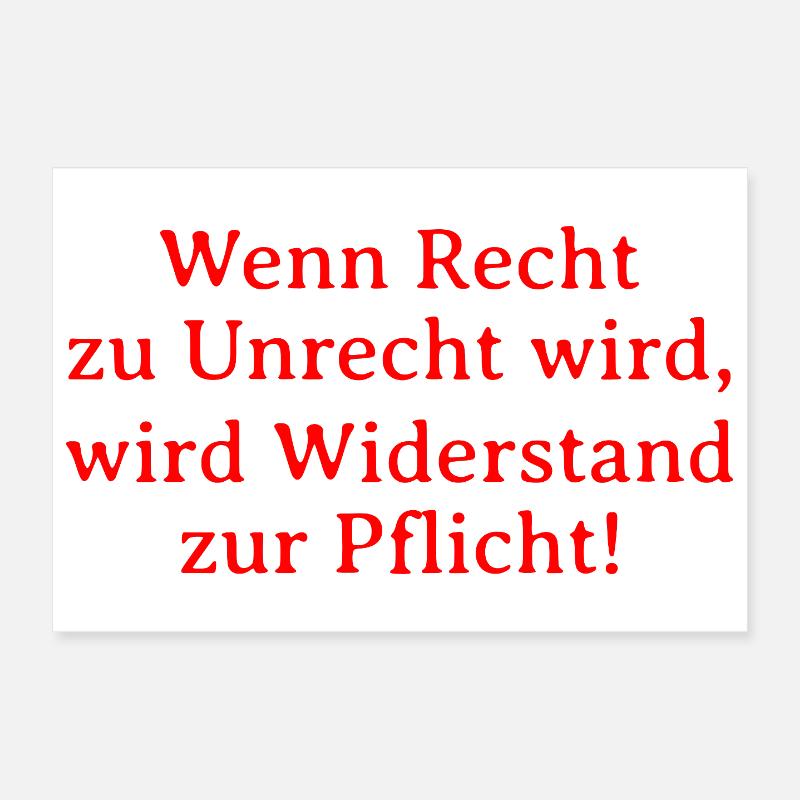 Recht zu Unrecht wird, wird Widerstand zur Pflicht Poster 30x20 cm
