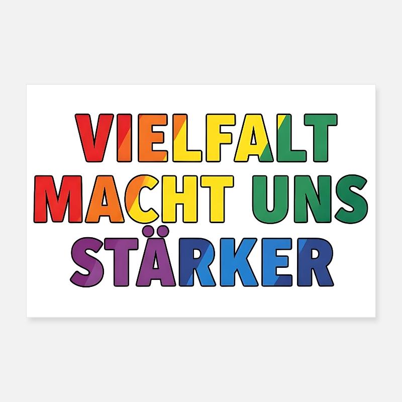 La diversité nous rend plus forts – Regenbogen Design Poster 30 x 20 cm
