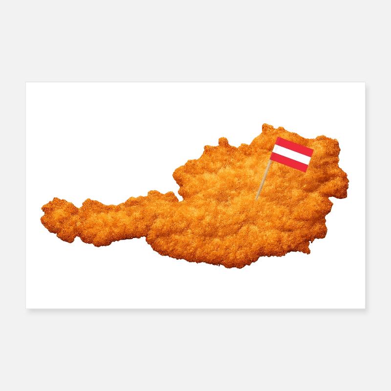 Schnitzel Österreich Form Essen - Poster 30x20 cm - Weiß