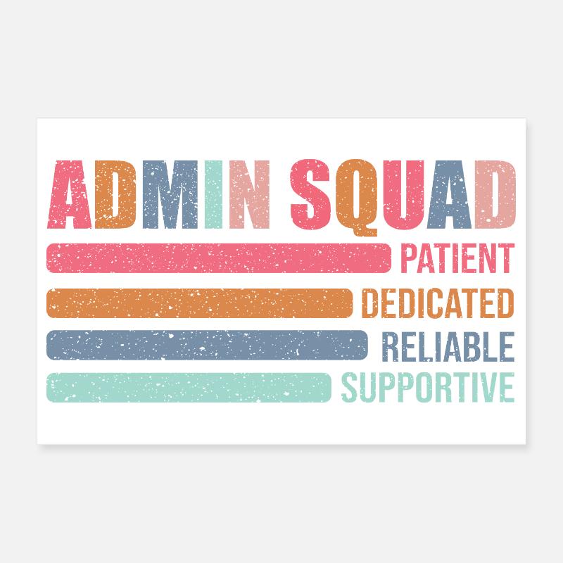 Admin Squad: Farbig Retro Büroteam Geschenk Poster 30x20 cm