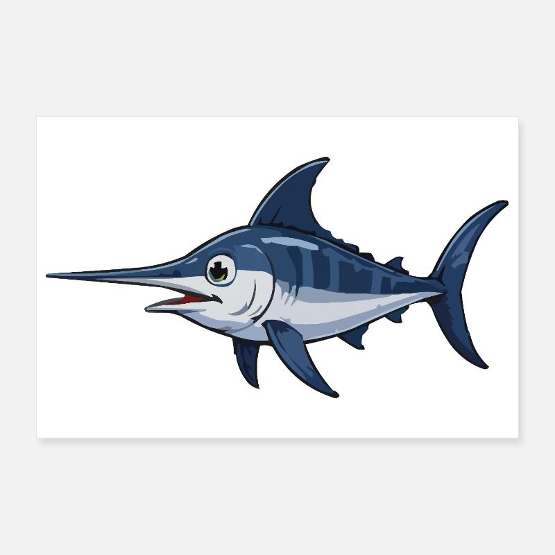 Marlin im Blau – Vektor Poster 30x20 cm