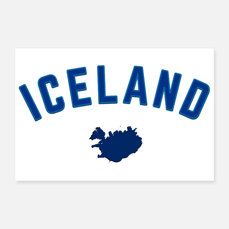 Iceland Blue Map Bow Design Poster 12" x 8" (30x20 cm)