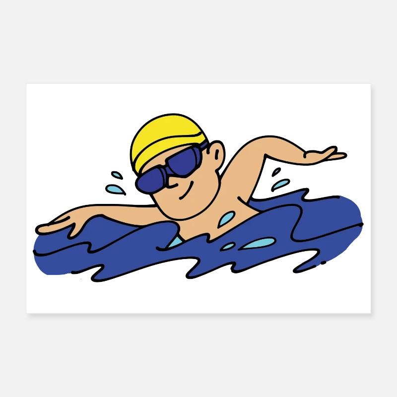 Swimmer - Poster 12" x 8" (30x20 cm) - white