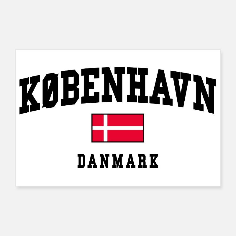 Copenhague Danemark Conception du drapeau Poster 30 x 20 cm