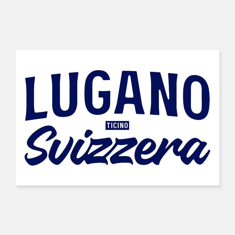 Lugano Svizzera Script Design - Poster 30x20 cm - Weiß