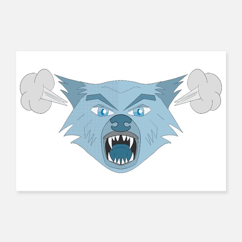 Angry Wolf Poster 12" x 8" (30x20 cm)