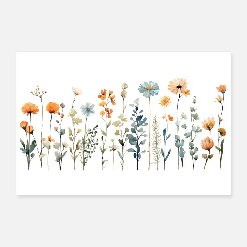 Cute Wild Flowers | Charming design Poster 12" x 8" (30x20 cm)