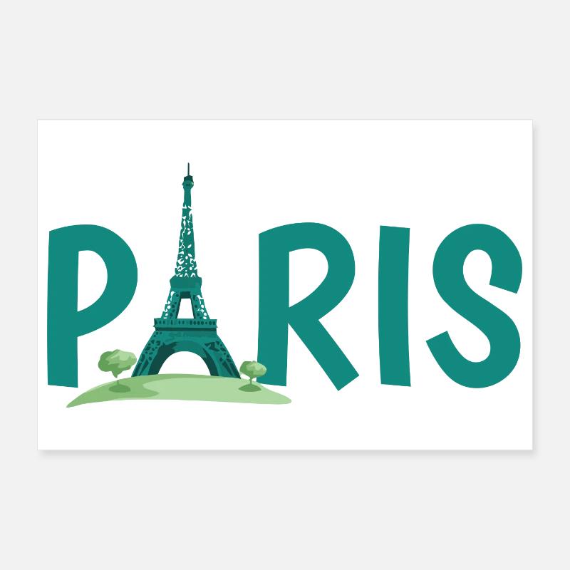 Horizon de Paris avec l’illustration de la Tour Eiffel - Poster 30 x 20 cm - blanc