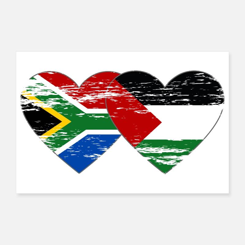 Afrique du Sud Palestine drapeau coeur utilisé Poster 30 x 20 cm