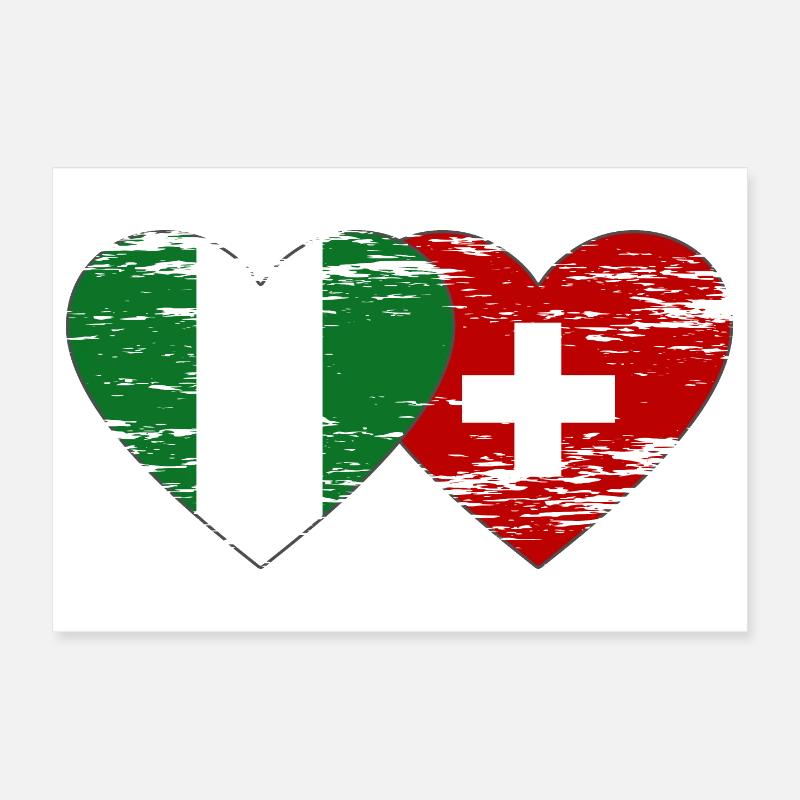 Nigeria Suisse Drapeau Coeur utilisé Poster 30 x 20 cm