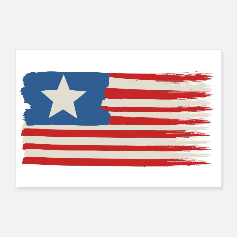 Une étoile Drapeau des États-Unis - Poster 30 x 20 cm - blanc