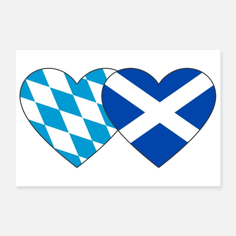 Bavière, Écosse, Drapeau, Coeur Poster 30 x 20 cm