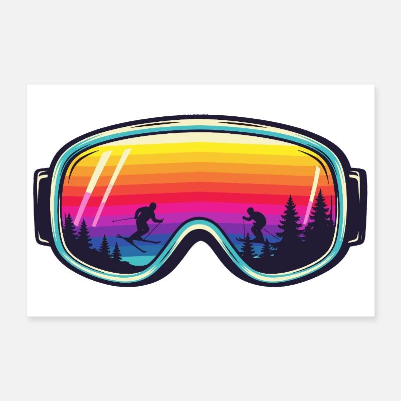 Lunettes Ski Sunset Foret Poster 30 x 20 cm