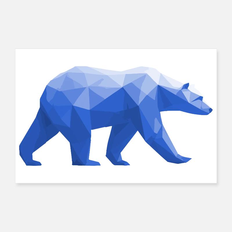 Polar Bear Polygon Polar Bear Winter Poster 12" x 8" (30x20 cm)
