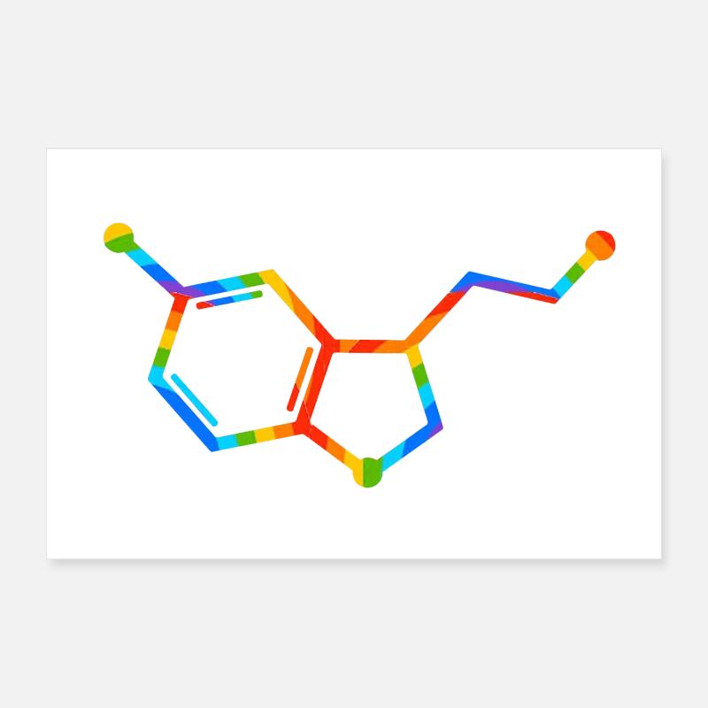 Regenbogenmolekülgeometrie – Seratonin Poster 30x20 cm