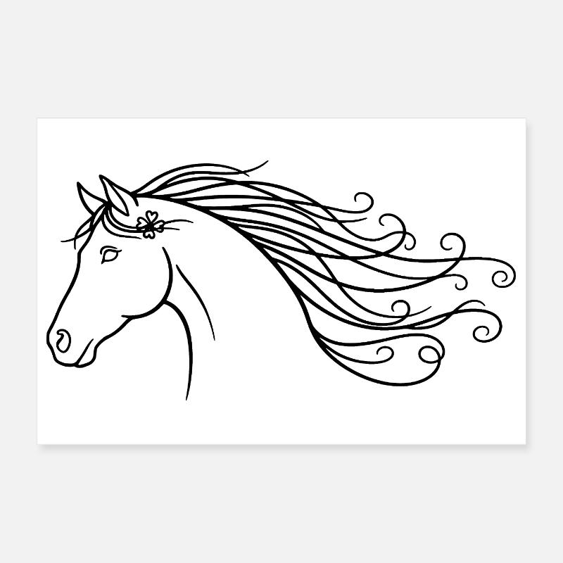 Cheval de cheval de cheval à silhouette minimaliste Poster 30 x 20 cm