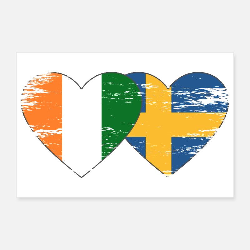 Cœur du drapeau de la Côte d’Ivoire de la Suède utilisé Poster 30 x 20 cm