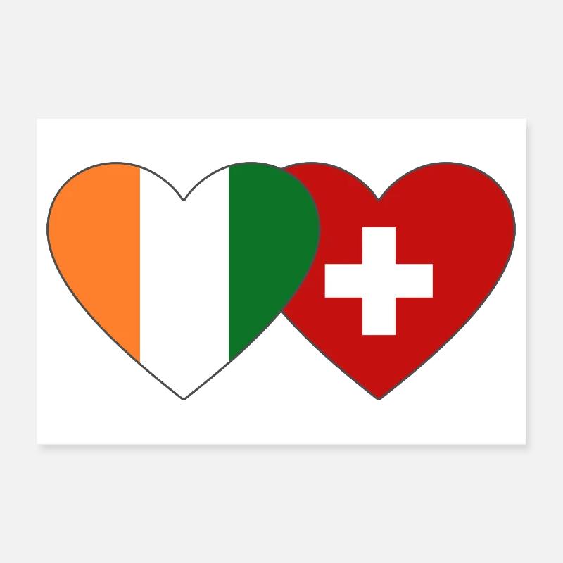 Drapeau de la Côte d’Ivoire Suisse Cœur Poster 30 x 20 cm