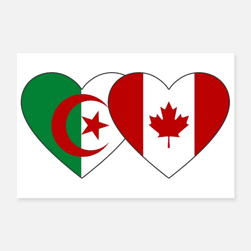 Algerien_Kanada_Flagge_Herz Poster 30 x 20 cm