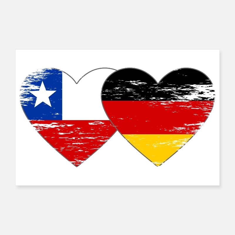 Chile Deutschland Flagge Herz Poster 30x20 cm