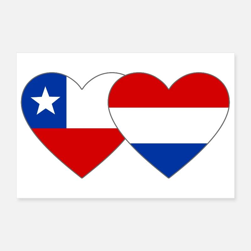 Chile_Holland_Flagge_Herz Poster 30 x 20 cm