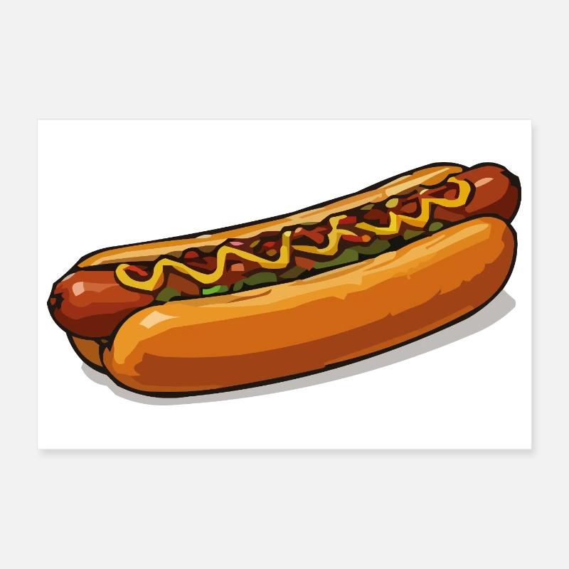 Crisp hot dog illustration Poster 12" x 8" (30x20 cm)