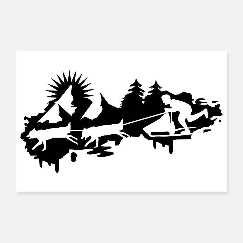 Sled dog race Graffiti Poster 12" x 8" (30x20 cm)