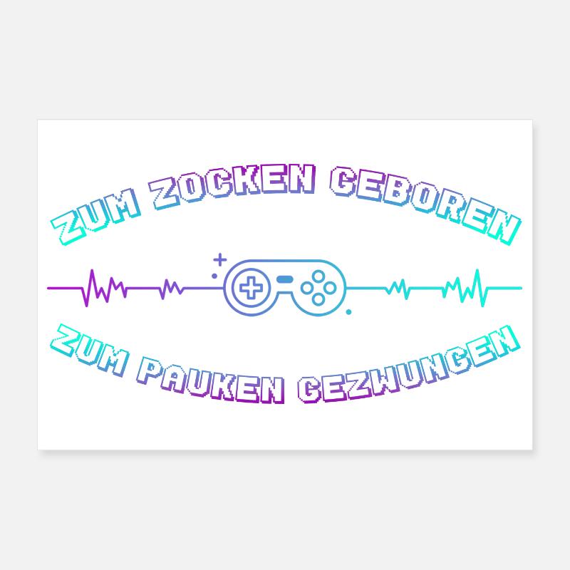 Zocken Geboren Neon Controller Poster 30x20 cm