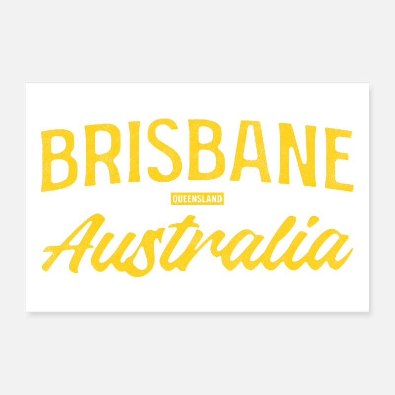 Typographie jaune de Brisbane, Australie Poster 30 x 20 cm
