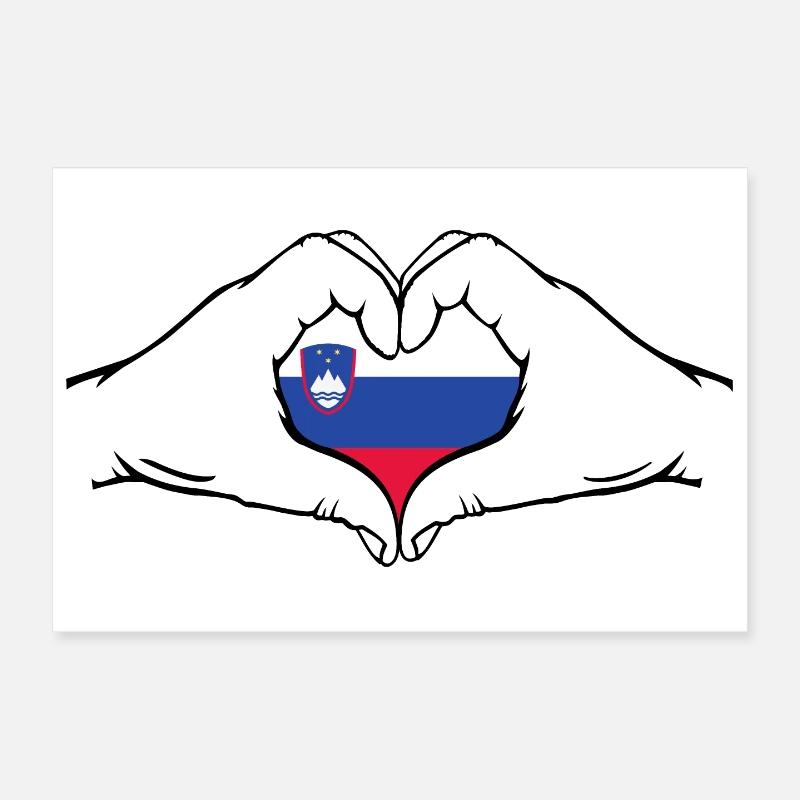 Drapeau de la Slovénie en forme de coeur Poster 30 x 20 cm