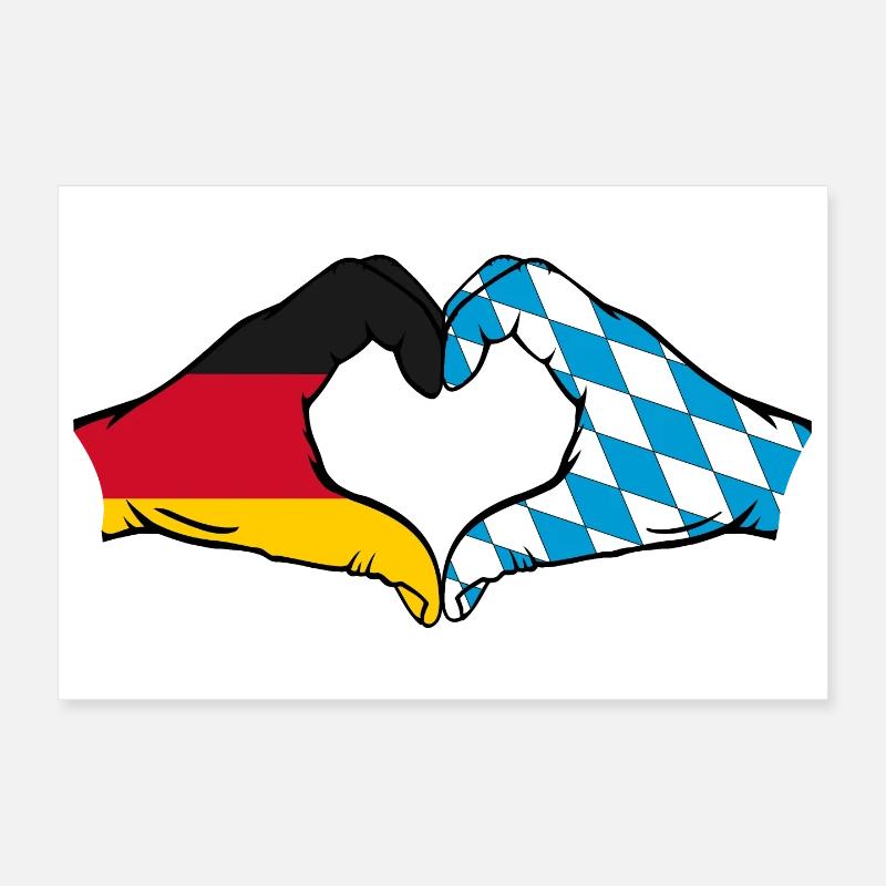 Germany Bavaria Flag Hands Heart Shape Poster 12" x 8" (30x20 cm)