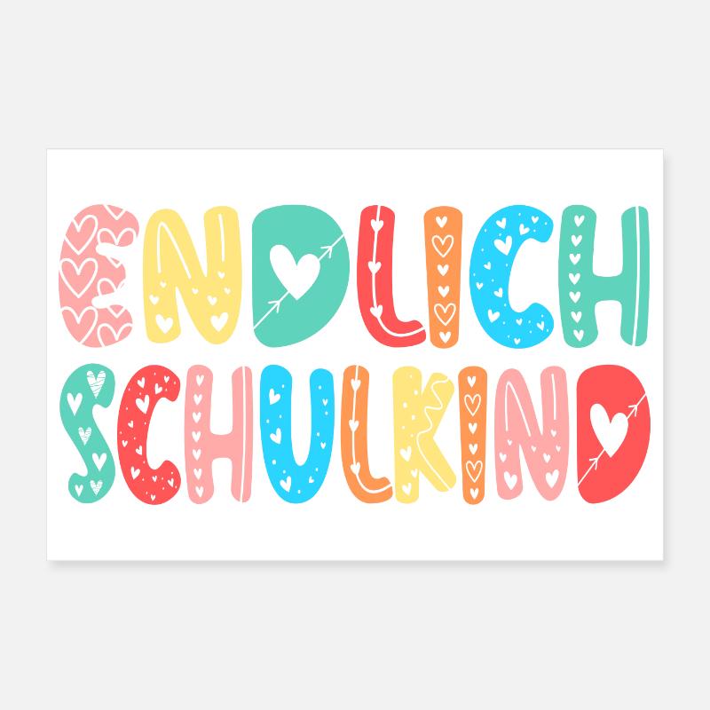 EINSCHULUNG ENDLICH SCHULKIND HERZ Poster 30x20 cm