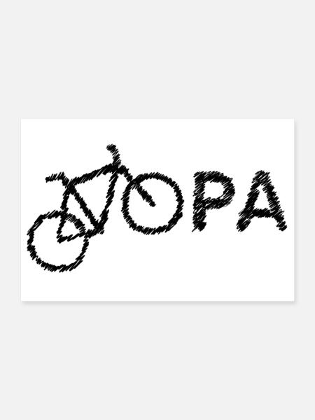 bester Opa Fahrrad Mountainbike Radeln Kritzeln - Poster 30x20 cm - Weiß - Vorne