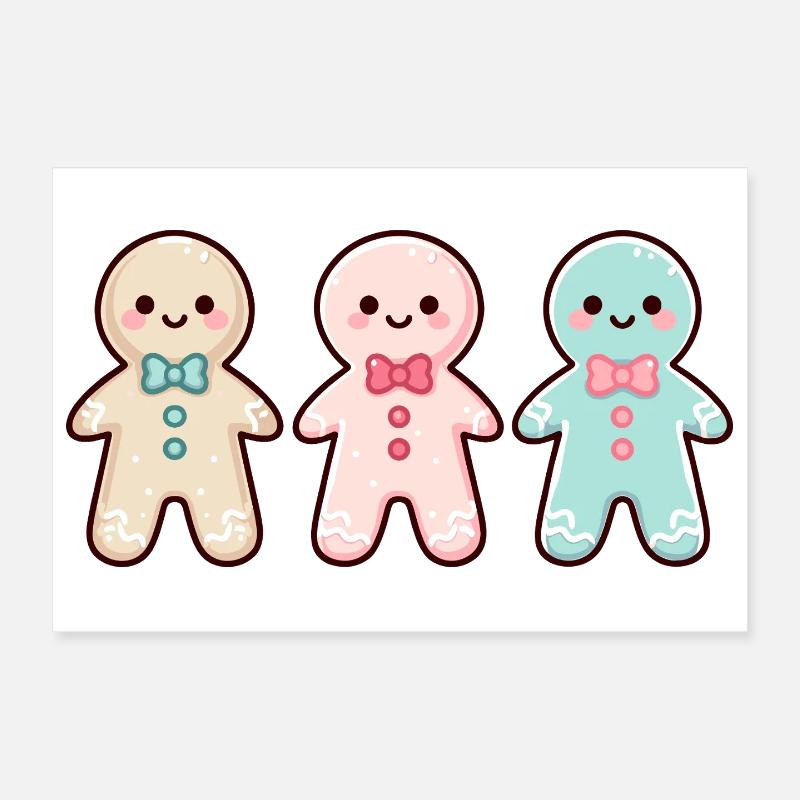 Kawaii Lebkuchen Kekse Muster Poster 30x20 cm