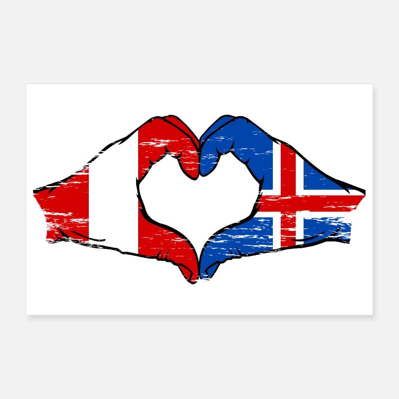 Drapeau de l'île du Pérou, mains en forme de cœur utilisées Poster 30 x 20 cm