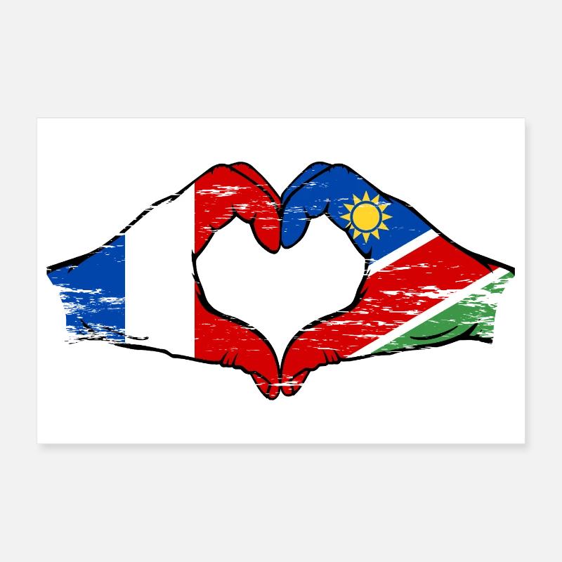 Frankreich Namibia Flagge Herz used Poster 30x20 cm