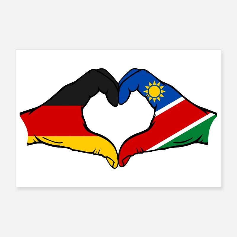Germany Namibia Flag Hands Heart Shape Poster 12" x 8" (30x20 cm)