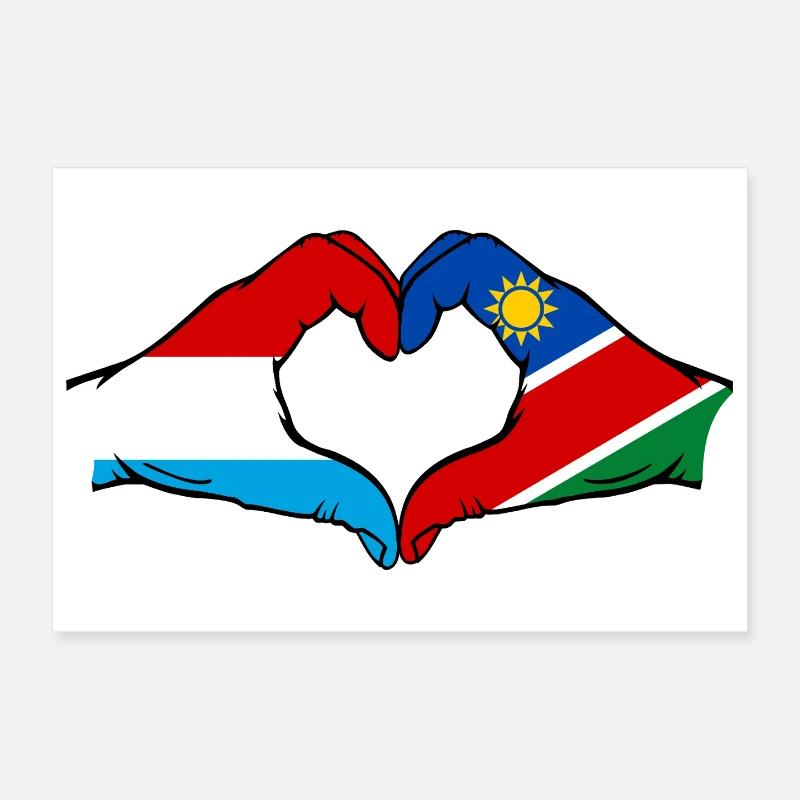 Luxembourg Namibia flag hands heart shape Poster 12" x 8" (30x20 cm)