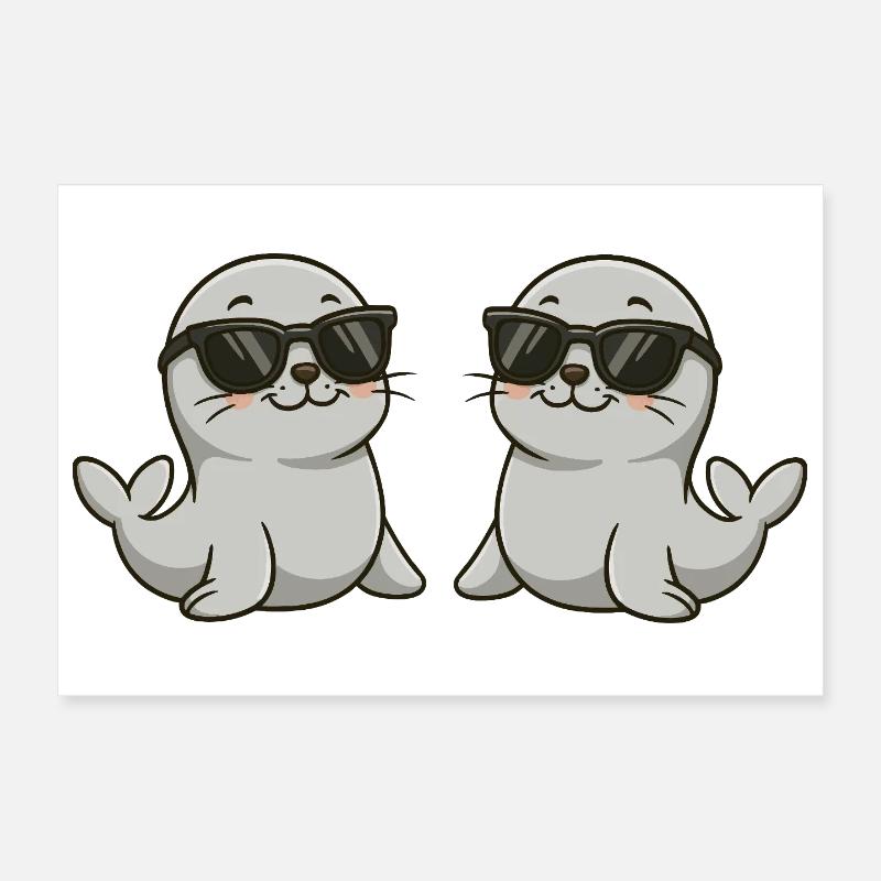 Cool Otter Doppelganger Illustration Poster 12" x 8" (30x20 cm)