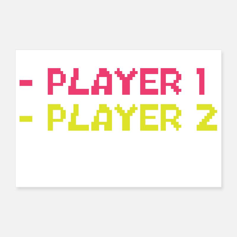 Player Start Retro Gaming 8-bit Pixel Art - Poster 12" x 8" (30x20 cm) - white