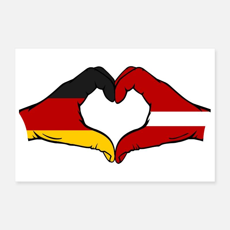 Hollande Lettonie drapeau mains forme de coeur utilisé Poster 30 x 20 cm