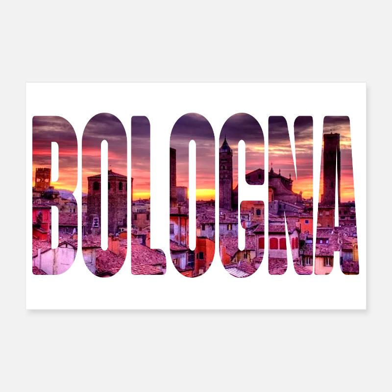Coucher de soleil à Bologne Poster 30 x 20 cm
