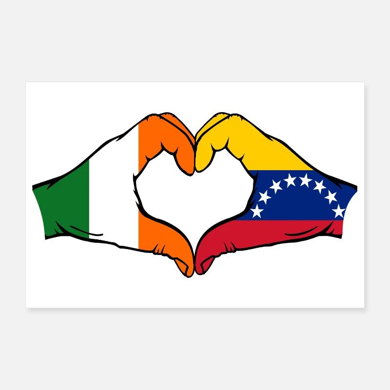 Cœur du drapeau Irlande du Venezuela Poster 30 x 20 cm