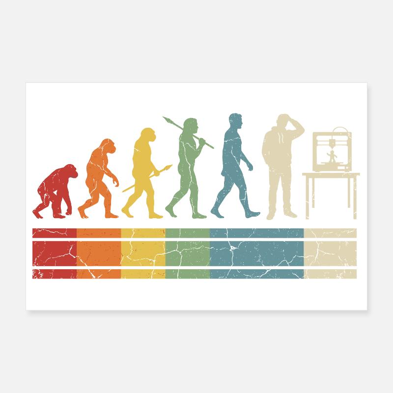 3D Printing Evolution – Vintage Maker Design Poster 12" x 8" (30x20 cm)