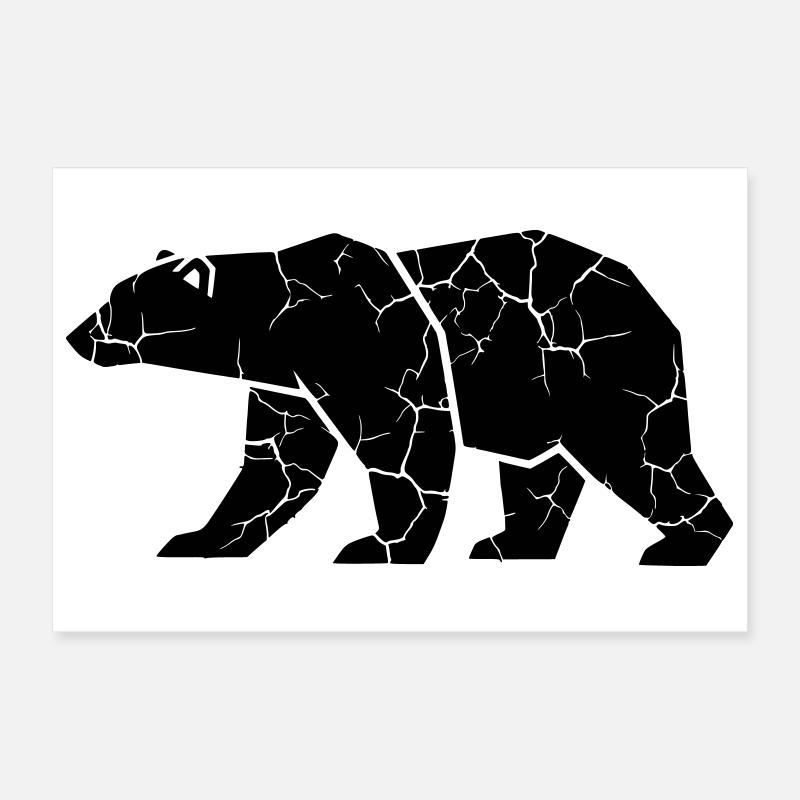 Bär Risse Grunge Silhouette Poster 30x20 cm