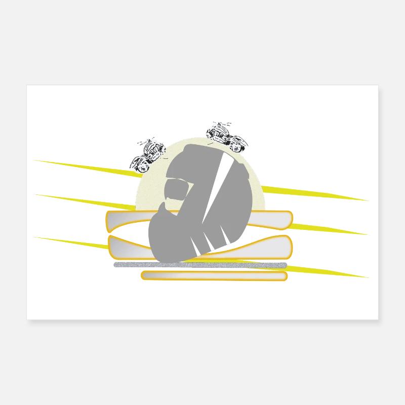 Motorcycle Chopper Helmet - Poster 12" x 8" (30x20 cm) - white