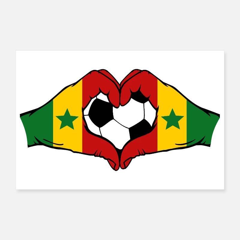Drapeau du Sénégal Mains en forme de cœur Poster 30 x 20 cm