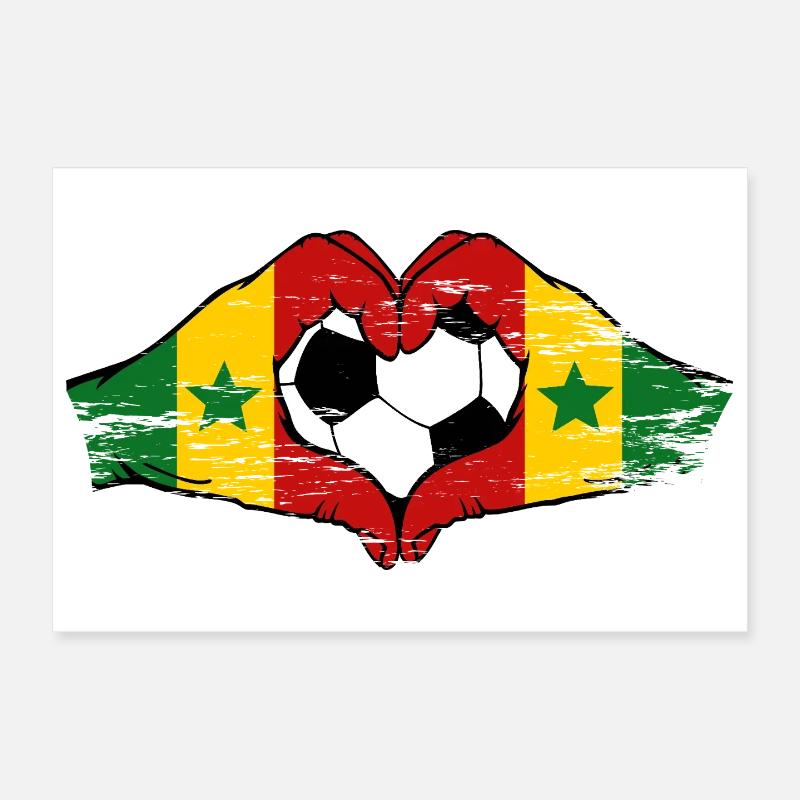 Mains du drapeau du Sénégal en forme de cœur utilisées Poster 30 x 20 cm