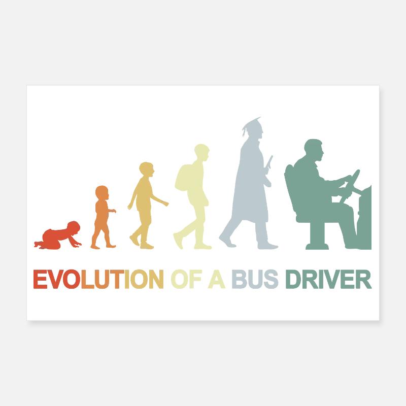 Baby to Bus Driver Evolution Poster 12" x 8" (30x20 cm)
