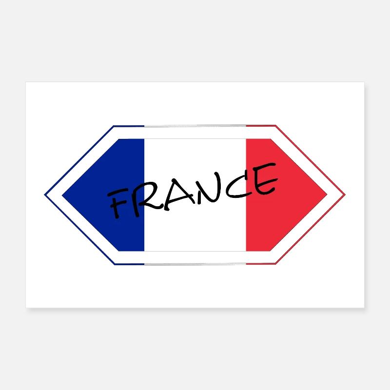French Flag Manuscript Poster 12" x 8" (30x20 cm)